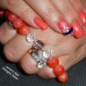 Orange Glass Beaded Stretch Bracelet